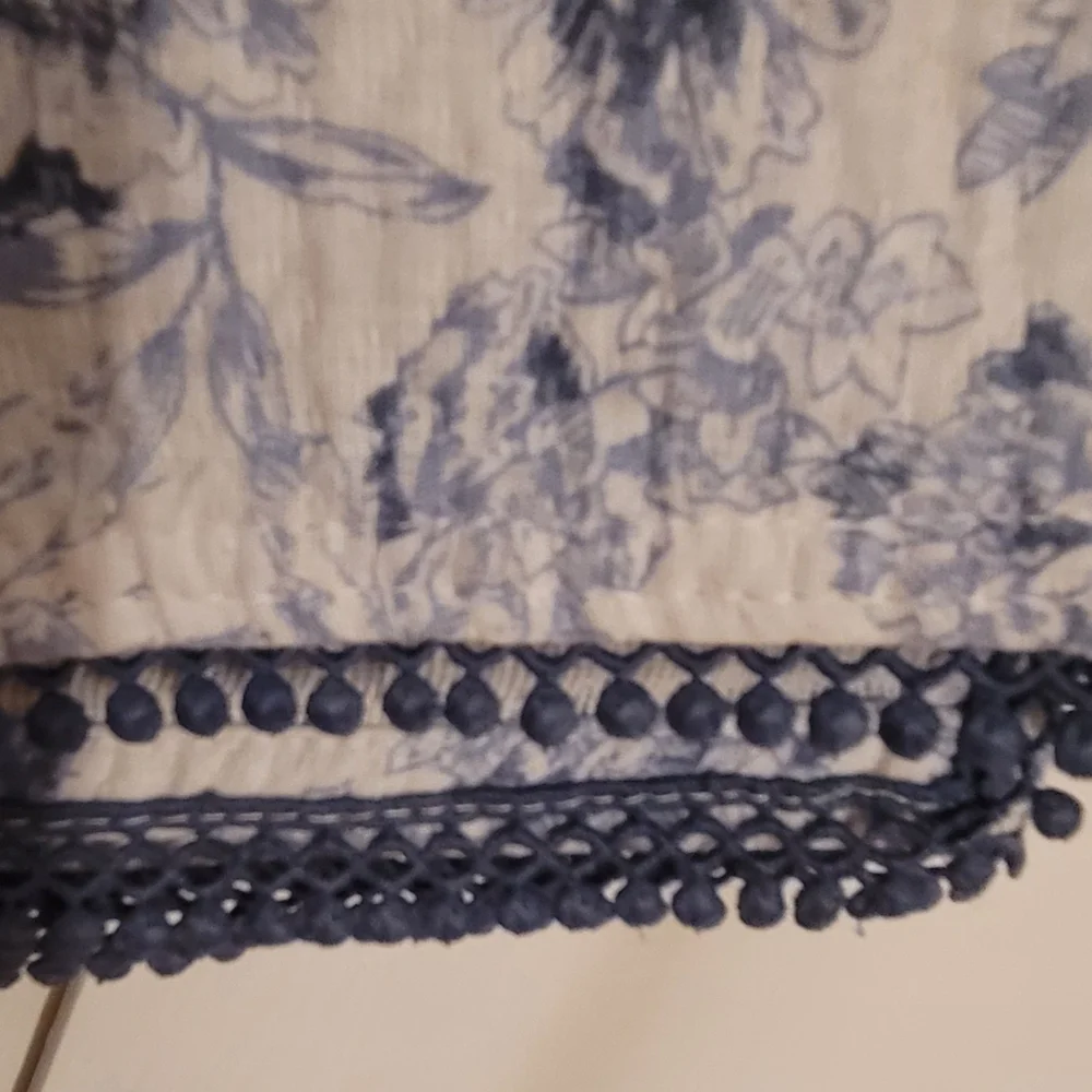 Le Printemps 100% Cotton Shower Curtain 72x72 Blue Floral NEW with Tags